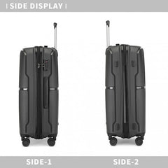 K2393L - British Traveller 24 Inch Spinner Hard Shell PP Suitcase With TSA Lock - Black