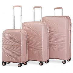 K2393L - British Traveller 3 Pcs Set Spinner Hard Shell PP Suitcase With TSA Lock - Nude