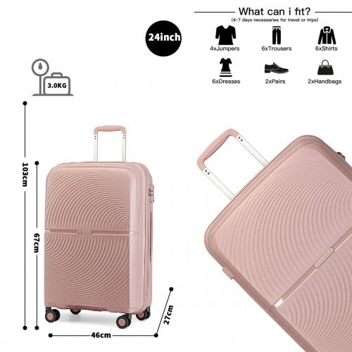 K2393L - British Traveller 24 Inch Spinner Hard Shell PP Suitcase With TSA Lock - Nude