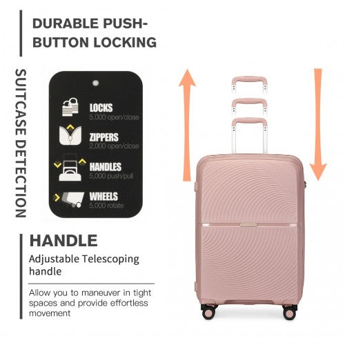 K2393L - British Traveller 20 Inch Spinner Hard Shell PP Suitcase With TSA Lock - Nude