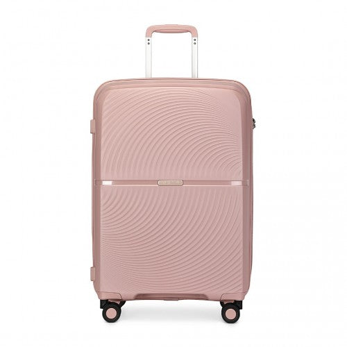 K2393L - British Traveller 20 Inch Spinner Hard Shell PP Suitcase With TSA Lock - Nude