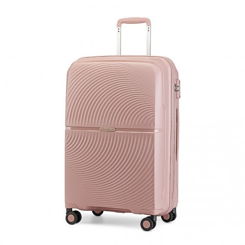 K2393L - British Traveller 20 Inch Spinner Hard Shell PP Suitcase With TSA Lock - Nude