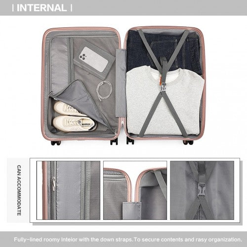 K2393L - British Traveller 20 Inch Spinner Hard Shell PP Suitcase With TSA Lock - Nude