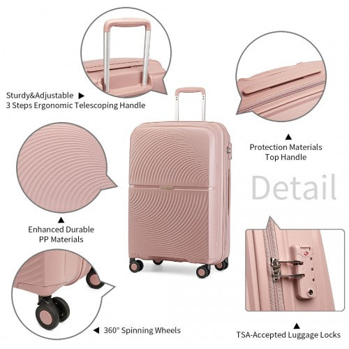 K2393L - British Traveller 20 Inch Spinner Hard Shell PP Suitcase With TSA Lock - Nude