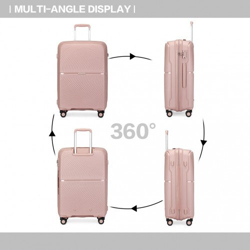 K2393L - British Traveller 20 Inch Spinner Hard Shell PP Suitcase With TSA Lock - Nude