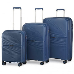 K2393L - British Traveller 3 Pcs Set Spinner Hard Shell PP Suitcase With TSA Lock - Navy