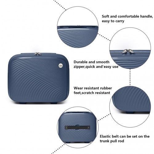 K2393L - British Traveller 4 Pcs Set Spinner Hard Shell PP Suitcase With TSA Lock And Vanity Case - Navy