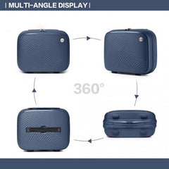 K2393L - British Traveller 4 Pcs Set Spinner Hard Shell PP Suitcase With TSA Lock And Vanity Case - Navy