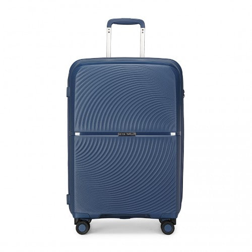 K2393L - British Traveller 20 Inch Spinner Hard Shell PP Suitcase With TSA Lock - Navy