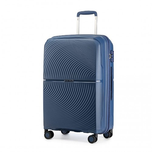 K2393L - British Traveller 20 Inch Spinner Hard Shell PP Suitcase With TSA Lock - Navy