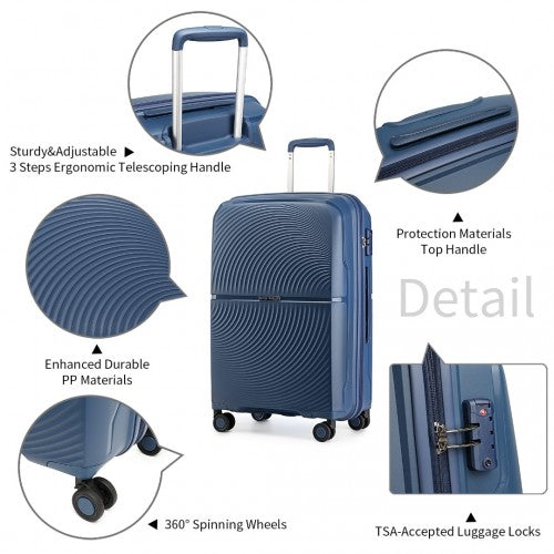 K2393L - British Traveller 20 Inch Spinner Hard Shell PP Suitcase With TSA Lock - Navy