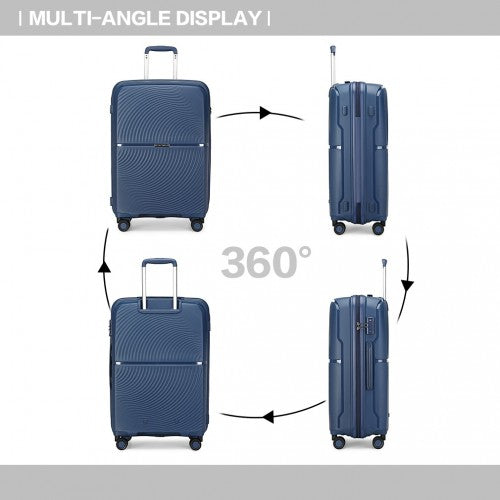 K2393L - British Traveller 20 Inch Spinner Hard Shell PP Suitcase With TSA Lock - Navy