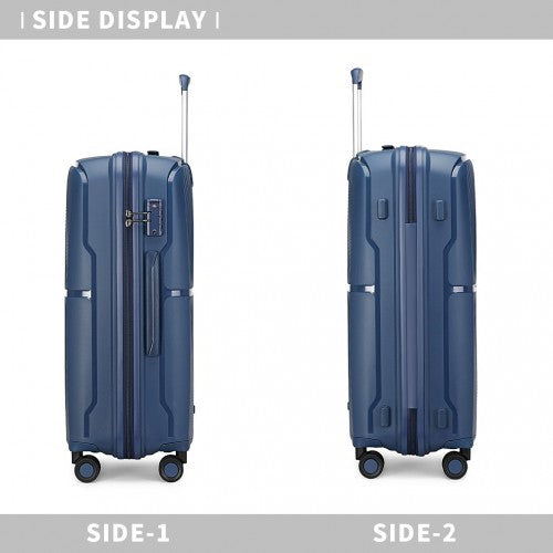 K2393L - British Traveller 20 Inch Spinner Hard Shell PP Suitcase With TSA Lock - Navy