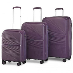 K2393L - British Traveller 3 Pcs Set Spinner Hard Shell PP Suitcase With TSA Lock - Purple