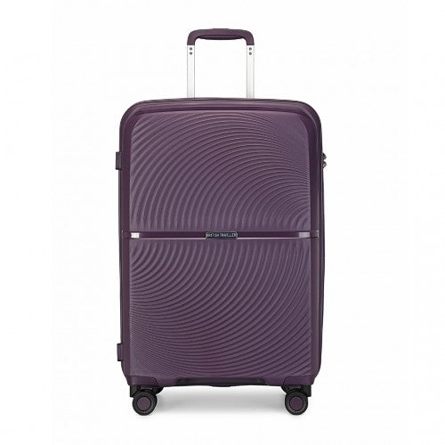 K2393L - British Traveller 20 Inch Spinner Hard Shell PP Suitcase With TSA Lock - Purple