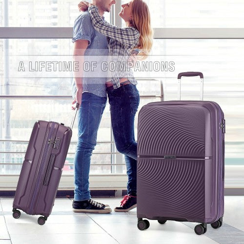 K2393L - British Traveller 28 Inch Spinner Hard Shell PP Suitcase With TSA Lock - Purple