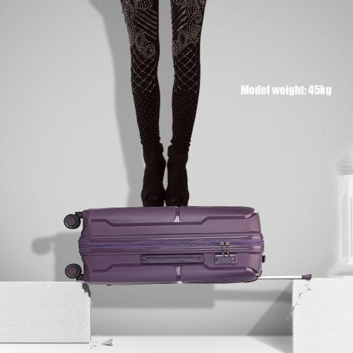 K2393L - British Traveller 20 Inch Spinner Hard Shell PP Suitcase With TSA Lock - Purple