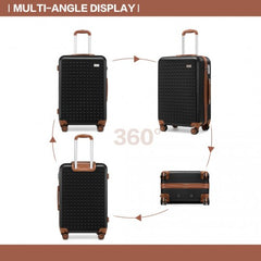 K2394L - Kono 20 Inch Cabin Size Flexible Hard Shell ABS Suitcase With TSA Lock - Black