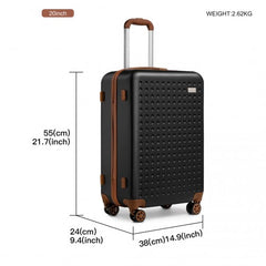 K2394L - Kono 20 Inch Cabin Size Flexible Hard Shell ABS Suitcase With TSA Lock - Black