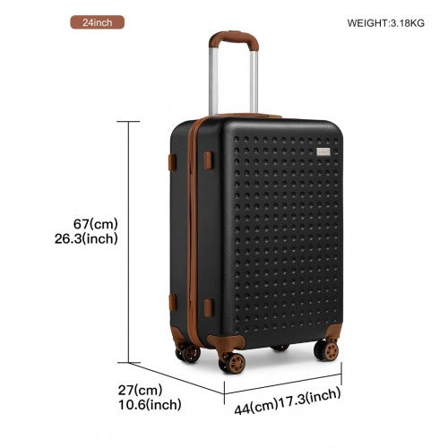 K2394L - Kono 24 Inch Flexible Hard Shell ABS Suitcase With TSA Lock - Black