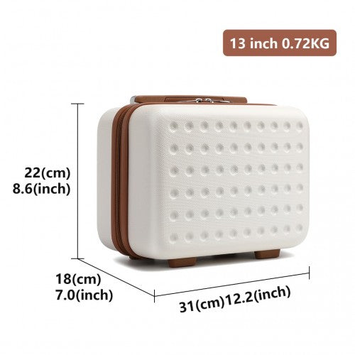 K2394L - Kono 13 Inch Special Hard Shell ABS Vanity Case - Cream