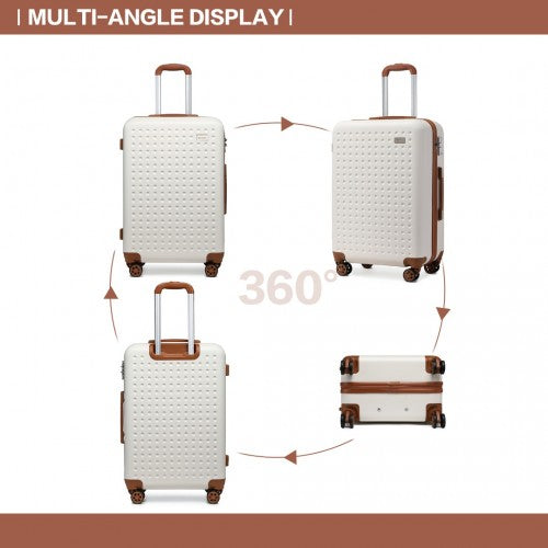 K2394L - Kono 24 Inch Flexible Hard Shell ABS Suitcase With TSA Lock - Cream