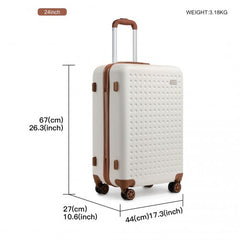 K2394L - Kono 24 Inch Flexible Hard Shell ABS Suitcase With TSA Lock - Cream