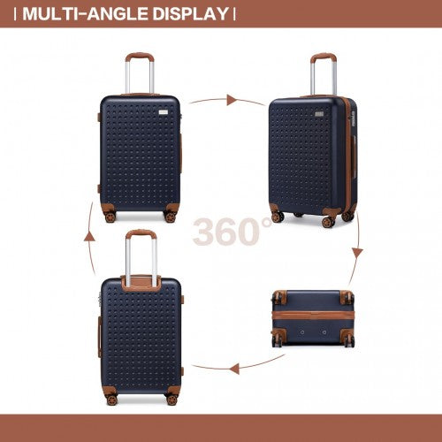 K2394L - Kono 20 Inch Cabin Size Flexible Hard Shell ABS Suitcase With TSA Lock - Navy