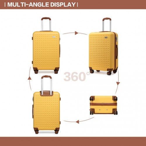 K2394L - Kono 20 Inch Cabin Size Flexible Hard Shell ABS Suitcase With TSA Lock - Yellow