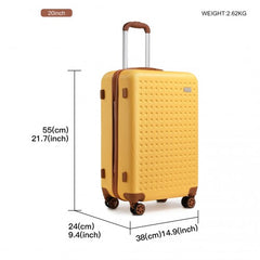 K2394L - Kono 20 Inch Cabin Size Flexible Hard Shell ABS Suitcase With TSA Lock - Yellow