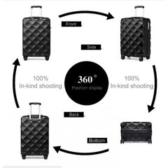 K2395L - British Traveller 20 Inch Ultralight ABS And Polycarbonate Bumpy Diamond Suitcase With TSA Lock - Black