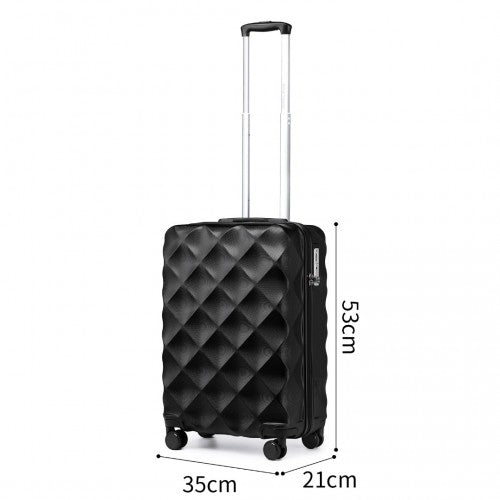 K2395L - British Traveller 20 Inch Ultralight ABS And Polycarbonate Bumpy Diamond Suitcase With TSA Lock - Black