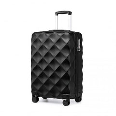 K2395L - British Traveller 20 Inch Ultralight ABS And Polycarbonate Bumpy Diamond Suitcase With TSA Lock - Black