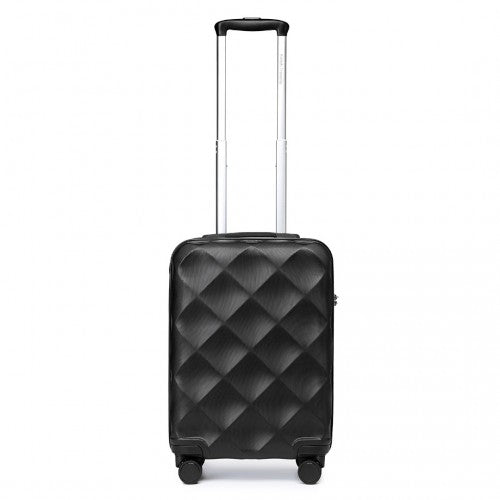 K2395L - British Traveller 20 Inch Ultralight ABS And Polycarbonate Bumpy Diamond Suitcase With TSA Lock - Black