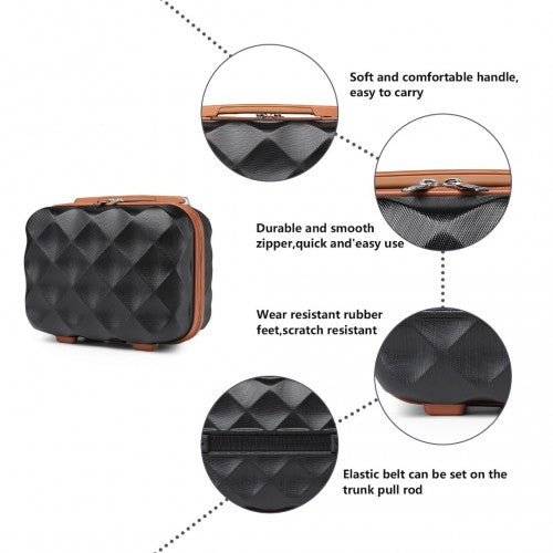 K2395L - British Traveller 13 Inch Ultralight ABS And Polycarbonate Vanity Case - Black And Brown