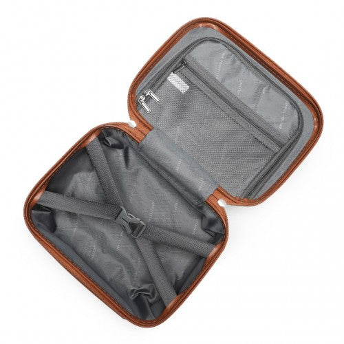 K2395L - British Traveller 13 Inch Ultralight ABS And Polycarbonate Vanity Case - Black And Brown