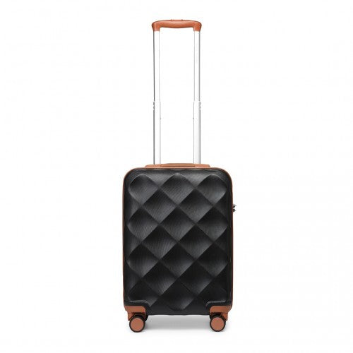 K2395L - British Traveller 20 Inch Ultralight ABS And Polycarbonate Bumpy Diamond Suitcase With TSA Lock - Black And Brown