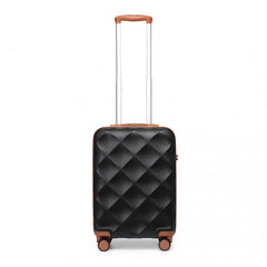 K2395L - British Traveller 20 Inch Ultralight ABS And Polycarbonate Bumpy Diamond Suitcase With TSA Lock - Black And Brown