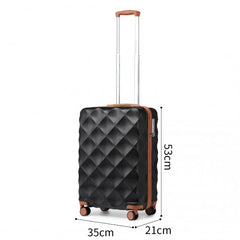 K2395L - British Traveller Ultralight ABS And Polycarbonate Bumpy Diamond 3 Pcs Luggage Set With TSA Lock - Black And Brown