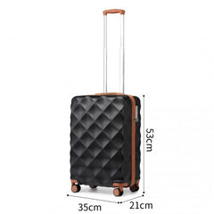 K2395L - British Traveller 20 Inch Ultralight ABS And Polycarbonate Bumpy Diamond Suitcase With TSA Lock - Black And Brown