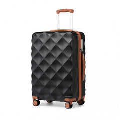 K2395L - British Traveller 28 Inch Ultralight ABS And Polycarbonate Bumpy Diamond Suitcase With TSA Lock - Black And Brown