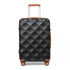 K2395L - British Traveller 28 Inch Ultralight ABS And Polycarbonate Bumpy Diamond Suitcase With TSA Lock - Black And Brown