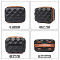 K2395L - British Traveller Ultralight ABS And Polycarbonate Bumpy Diamond 4 Pcs Luggage Set With TSA Lock - Black And Brown