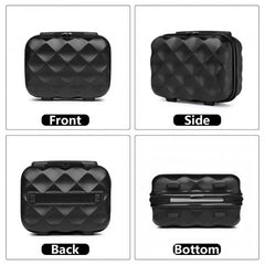 K2395L - British Traveller Ultralight ABS And Polycarbonate Bumpy Diamond 4 Pcs Luggage Set With TSA Lock - Black