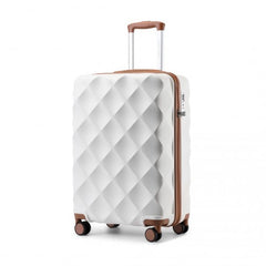 K2395L - British Traveller 20 Inch Ultralight ABS And Polycarbonate Bumpy Diamond Suitcase With TSA Lock - Cream