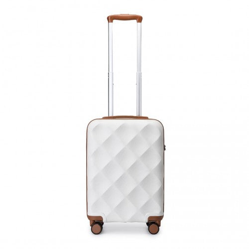 K2395L - British Traveller 20 Inch Ultralight ABS And Polycarbonate Bumpy Diamond Suitcase With TSA Lock - Cream