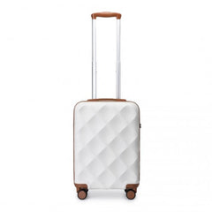 K2395L - British Traveller 20 Inch Ultralight ABS And Polycarbonate Bumpy Diamond Suitcase With TSA Lock - Cream