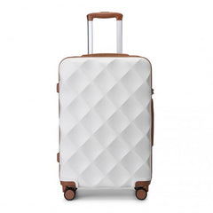 K2395L - British Traveller 28 Inch Ultralight ABS And Polycarbonate Bumpy Diamond Suitcase With TSA Lock - Cream