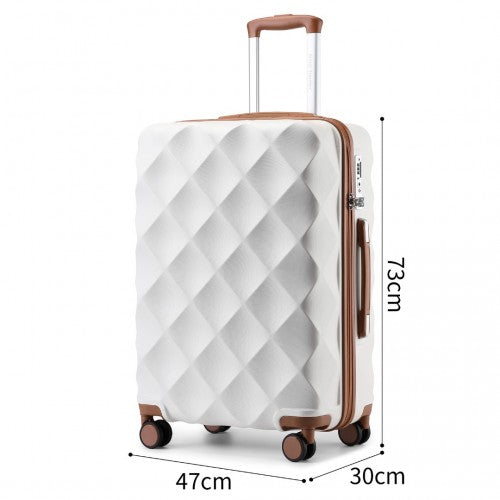 K2395L - British Traveller Ultralight ABS And Polycarbonate Bumpy Diamond 3 Pcs Luggage Set With TSA Lock - Cream