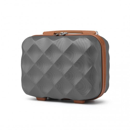 K2395L - British Traveller 13 Inch Ultralight ABS And Polycarbonate Vanity Case - Grey And Brown